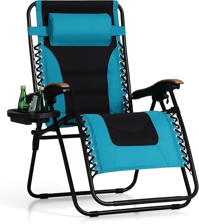 PHI VILLA XXL Oversized Padded Zero Gravity Chair, Foldable Patio Recliner by PHIVILLAThepioneerofcomfortablehouseholdsupplies