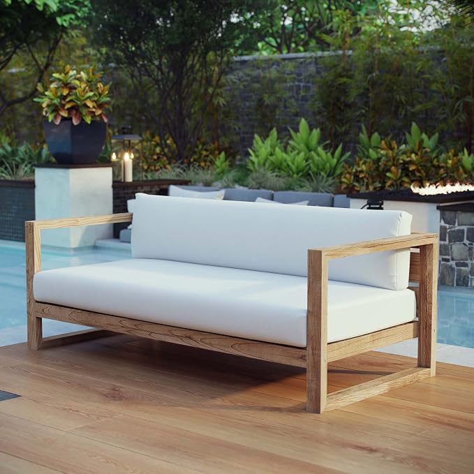 Modway Upland Teak Wood Outdoor Patio Sofa - Image 2