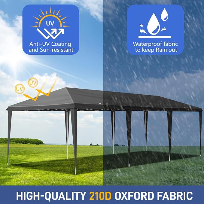 Outvita 10x30ft Ez Pop Up Outdoor Canopy Tent, Portable Commercial Instant Tent - Image 6