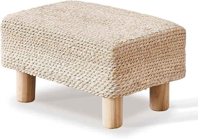 Wimarsbon Natural Seagrass Footstool Ottoman Rectangular Footrest Pouf Ottomans by Wimarsbon