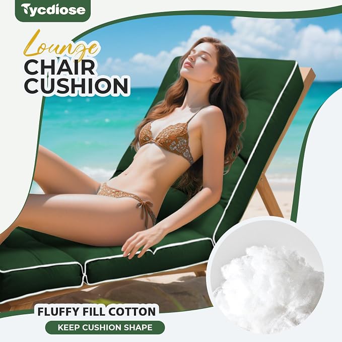 Outdoor Chaise Lounge Chair Cushion, Waterproof Non-Slip Patio Chaise Lounge - Image 2