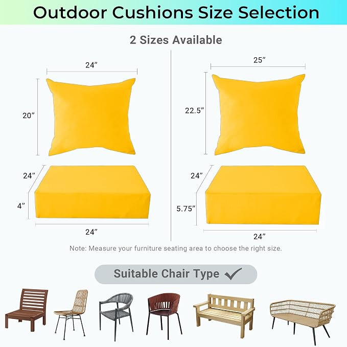 Outdoor Cushions for Patio Furniture, Outdoor Seat Cushion Set 24 x 24 x 5.75 - Image 6