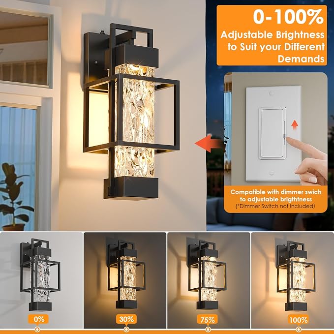 Hotsonic 2 Pack Dusk to Dawn Outdoor Porch Light Fixtures Wall Mount, - Image 3