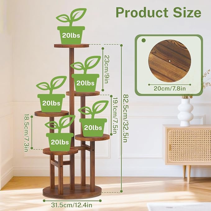 iDavosic.ly 5 Tier Plant Stand Indoor, Tiered Corner Wood Multiple Flower - Image 4