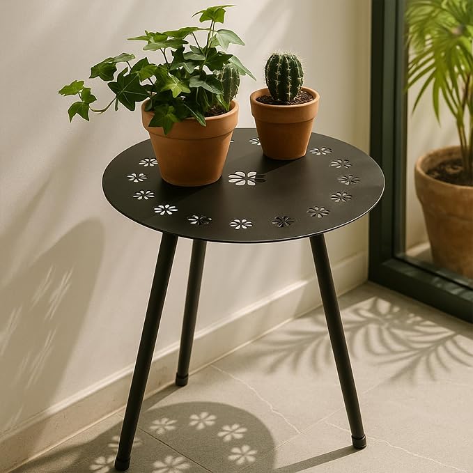 Outdoor Side Table Set of 2 Patio Round Tables - Image 8