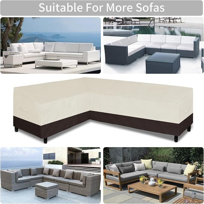 Easy-Going Patio L-Shaped Sectional Sofa Cover, Waterproof Outdoor Sectional - Image 5