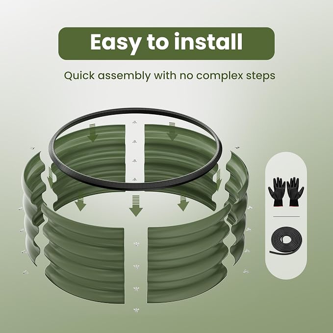 ZXZYHFTY Round Galvanized Raised Garden Bed kit, Round Large Metal Raised - Image 5