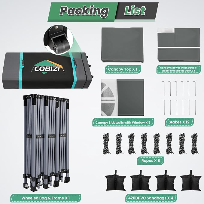 COBIZI 10x30 Pop Up Canopy Tent - Image 7