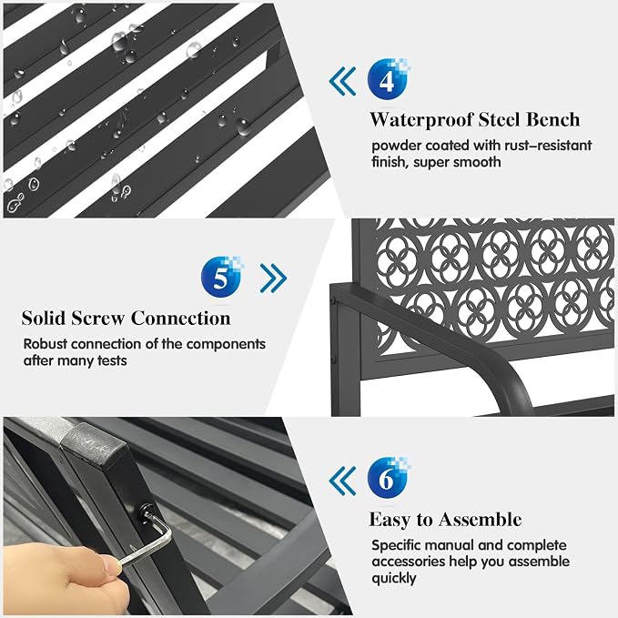 On Shine Outdoor Garden Bench Cast Iron Steel Outdoor Bench Clearance - Image 5