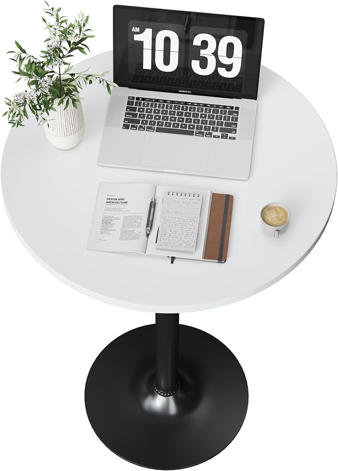 Flamaker Round Bistro Pub Table Modern Style Metal Base MDF Top Cocktail Bar - Image 4