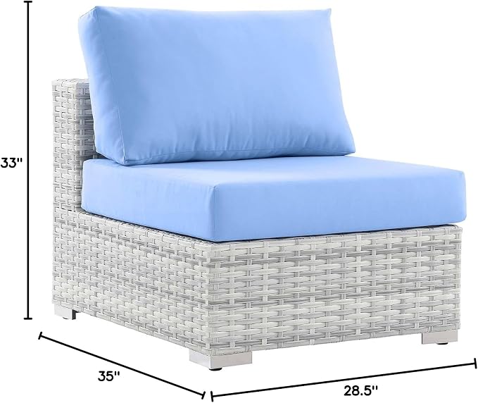 Modway Convene Wicker Rattan Outdoor Patio Armless Chair in Light Gray Light - Image 3