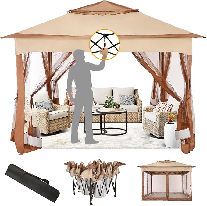 COBIZI 11x11 Pop Up Gazebo Canopy Tent Easy Up Outdoor Gazebo Waterproof by COBIZI