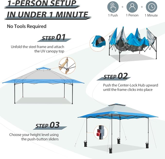 EAGLE PEAK 13x13 Straight Leg Pop Up Canopy Tent Instant Outdoor Canopy Easy - Image 2