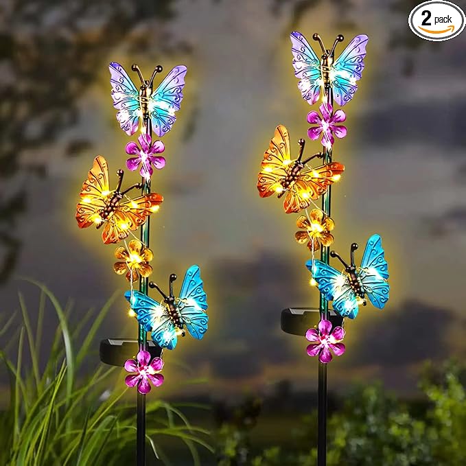 Solar Lights Outdoor Waterproof Garden Butterfly Light Decorative Solar Stake by YHSOLAR