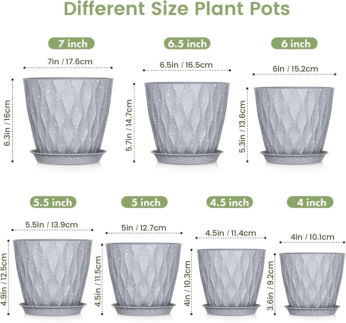 7/6.5/6/5.5/5/4.5/4 inch Plant Pots - Image 2