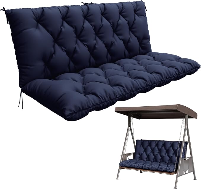 Porch Swing Cushion with Backrest, Waterproof Bench Cushion by Pakunoda