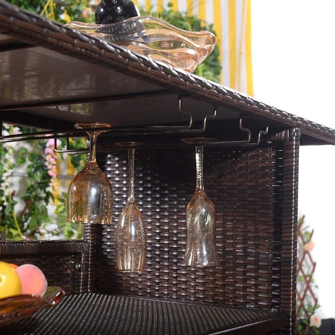 Outdoor Patio Rattan Bar Table, Wicker Bar Counter Table - Image 8