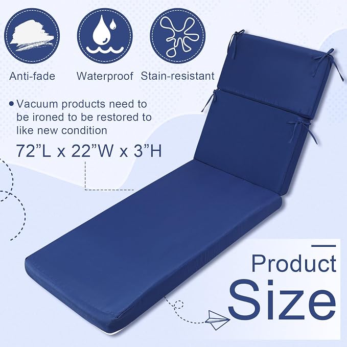 1 Pcs Indoor Outdoor Chaise Lounge Cushions Sponge Bench Outdoor Furniture - Image 3