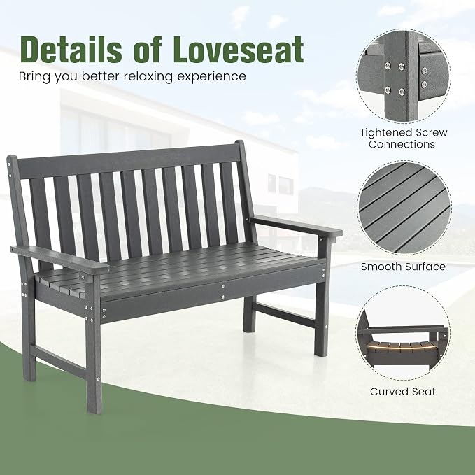 Tangkula HDPE Outdoor Garden Bench - Image 6