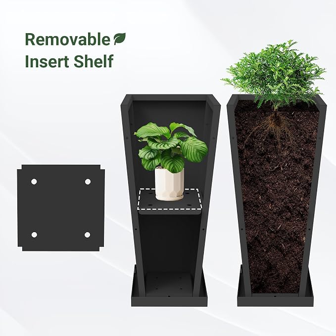 Tall Outdoor Planters Set of 2, 26 inch Tall Planters - Image 5