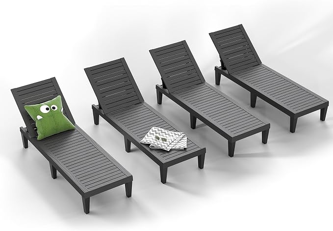 ROJIK Outdoor Chaise Lounge Chair Set of 4, by ROJIK