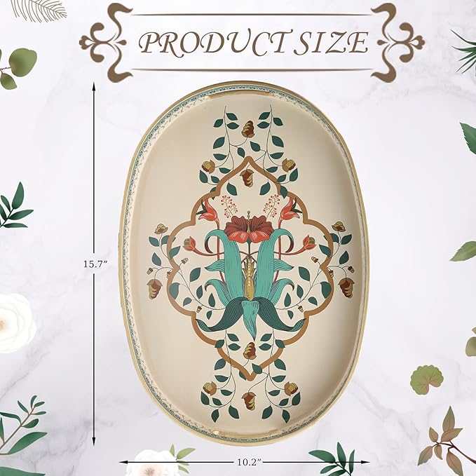 Oval Plastic Serving Tray with Handles, Elegant Decorative Tray - Image 3