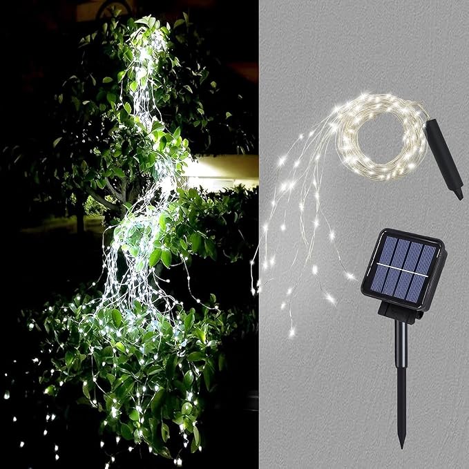 ZNYCYE Solar Waterfall Fairy Bunch Lights Outdoor Waterproof 200LEDs 8 Modes by ZNYCYE
