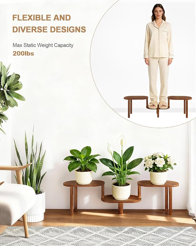 Concave Plant Shelf Indoor, 3 Tiers Deformable Oval Plant Stand, Heavy Duty - Image 5