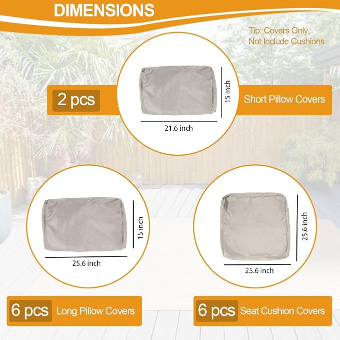 Outdoor Cushion Covers for Patio Furniture, Patio Cushion Covers Replacement - Image 2