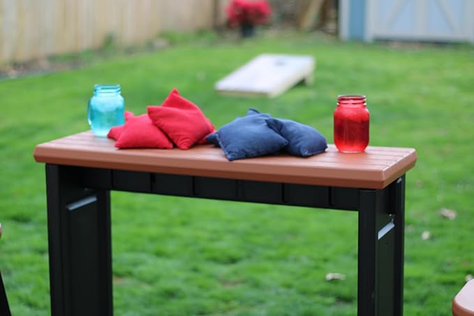 Single Bar Set Includes 2 Barstools Redwood Top & Black Base Ideal - Image 7