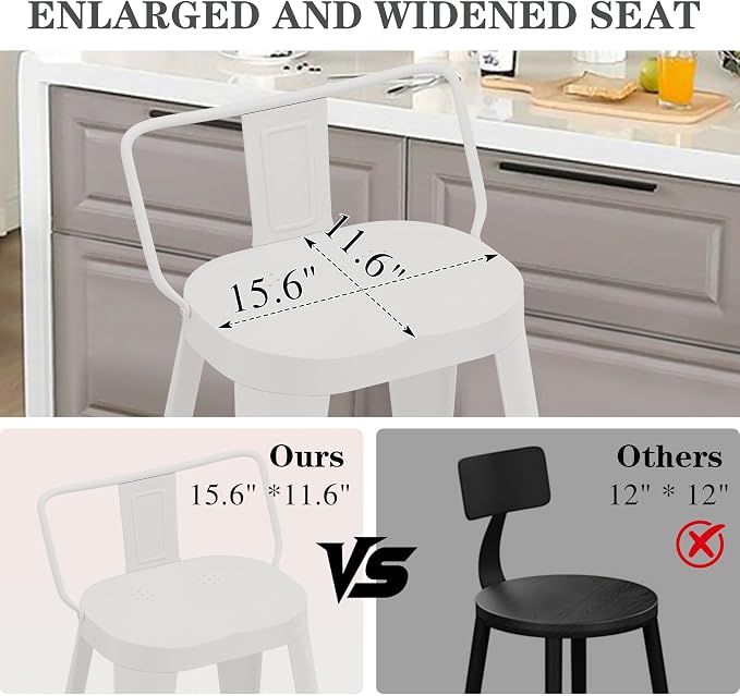 ALISH 30 Inch Bar Stools Set of 4, Industrial Metal Barstools Farmhouse Bar - Image 5