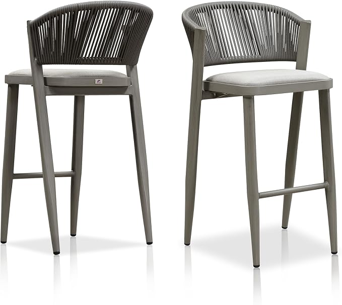 PURPLE LEAF Set of 2 Bar Stools Outdoor Barstools by PURPLELEAF