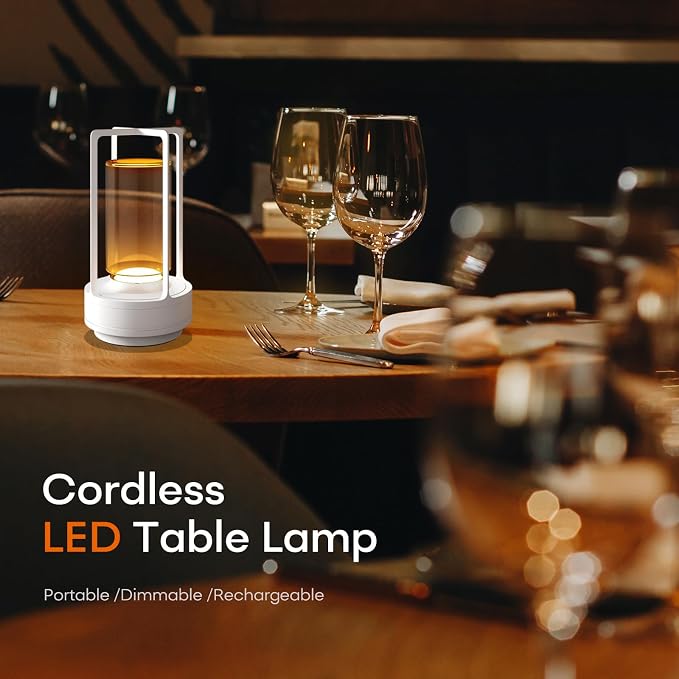 Portable Metal Table Lamp for Indoor/Outdoor, Rechargeable Cordless LED Lamp - Image 2