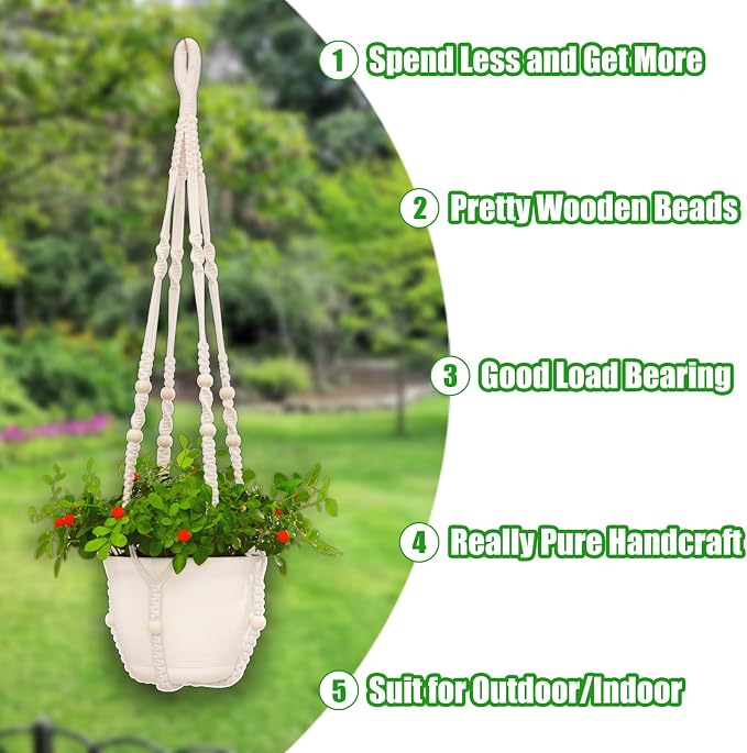 Macrame Plant Hanger Indoor, Hanging Planters - Image 3