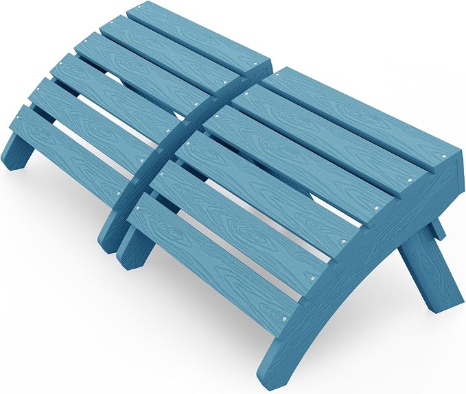 MXIMU Folding Adirondack Ottoman Set of 2: HIPS Plastic Outdoor Footrest Easy by MXIMU