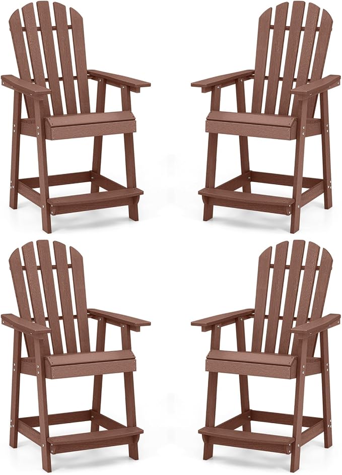 Tangkula Outdoor Bar Stool, HDPE Tall Adirondack Chair - Image 9