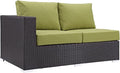 Modway Convene Wicker Rattan Outdoor Patio Left Arm Loveseat in Espresso Peridot by Modway