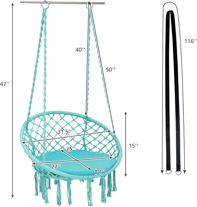 Giantex Hammock Chair Macrame Swing - Image 9