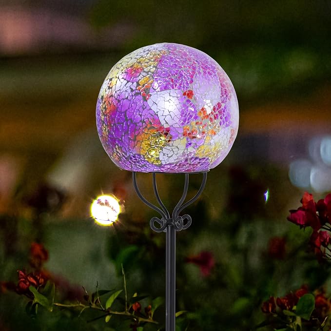 VCUTEKA Solar Outdoor Lights Garden Decor Mosaic Solar Garden Lights Waterproof - Image 6