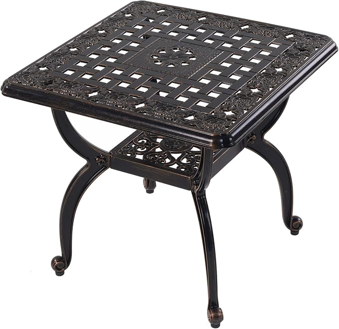 C/G Outdoor Side Tables, Cast Aluminum Patio End Tables, Anti-Rust Coffee Table - Image 4