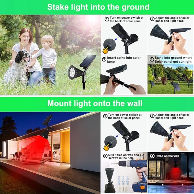 Solar Lights Outdoor, 4-LED Solar Spotlight LED Landscape Lights IP67 - Image 6