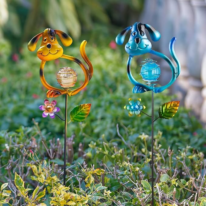 Solar Outdoor Garden Lights, 27.4''H Solar Dog Statues Outdoor Lights, - Image 7