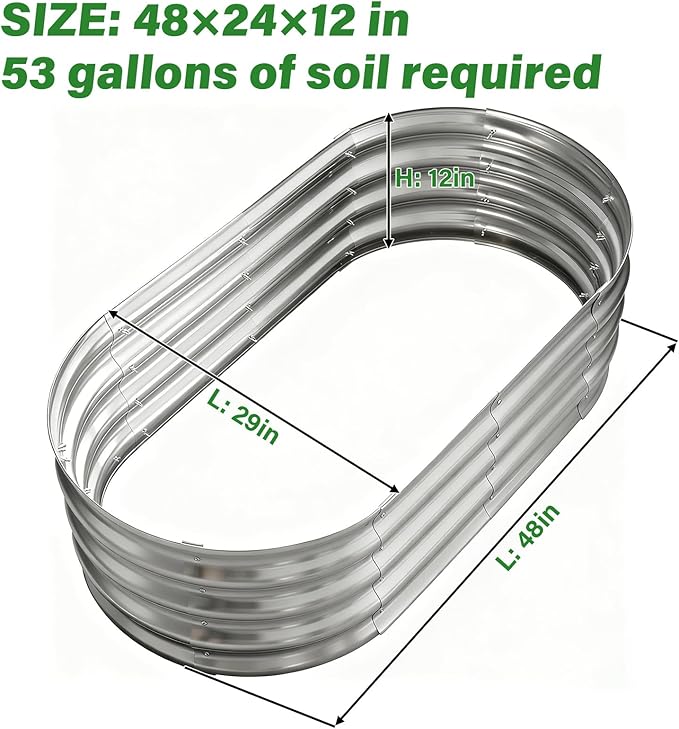 Galvanized Raised Garden Bed for Outdoor: 4X2X1ft Durable Metal Vegetable Plant - Image 2