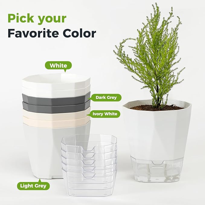 12 Pack Self Watering Pots for Indoor Plants, 5 Inches Self Watering Planters - Image 8