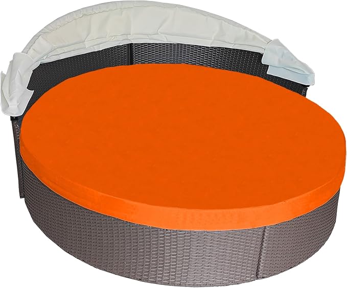 Round Outdoor Daybed Cushion Cover Replacement, Anti-UV Water-Resistant Patio by SOWINOS