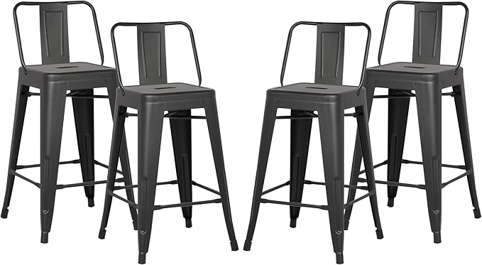 AC Pacific 24” Metal Barstool Set of 4 – Country Rustic Style by ACPacific