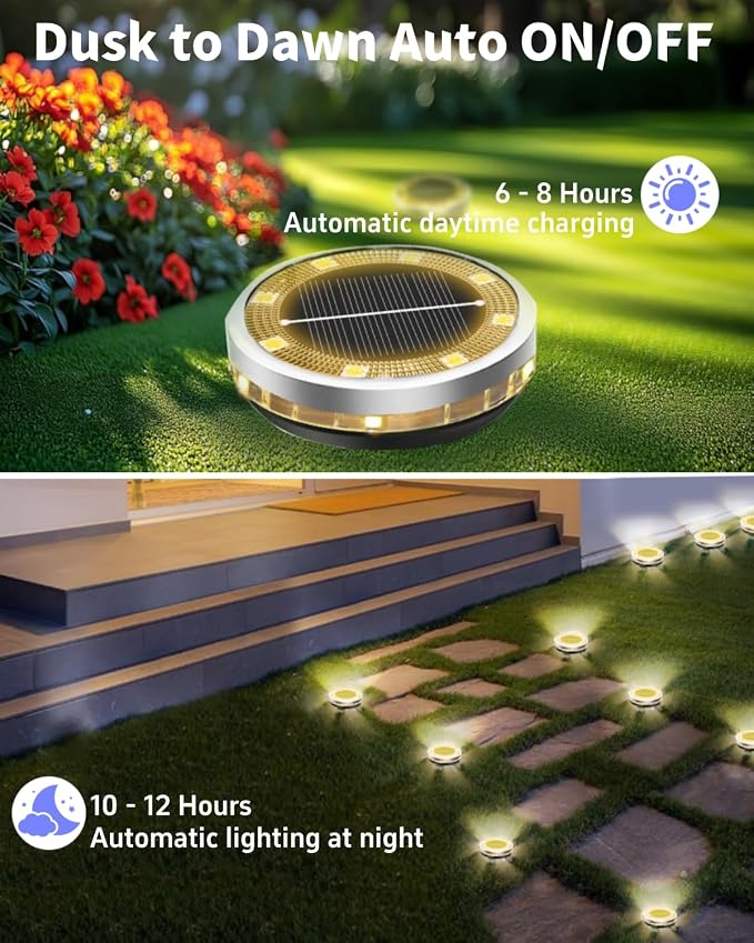 Solar Ground Lights Outdoor 26 Pack Waterproof, Upgraded Solor Garden Lights - Image 4