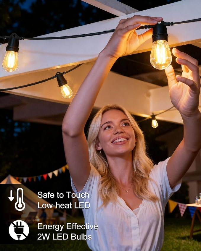 BRIMAX 24.6Ft USB Powered String Lights, 10 LED Bulbs Waterproof & Shatterproof - Image 8