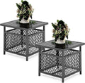 PHI VILLA Outdoor Patio Side Table Set of 2, Outside Coffee Bistro Table by PHIVILLAThepioneerofcomfortablehouseholdsupplies