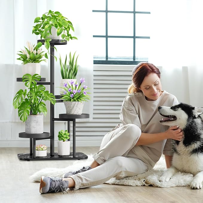 iDavosic.ly 5 Tier Plant Stand Indoor Outdoor, Tiered Corner Plant Stands - Image 2